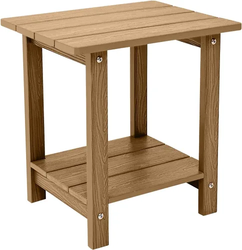Vista 8 de Mesa auxiliar para exteriores, mesa auxiliar Adirondack doble pequeña resistente a la intemperie, mesa auxiliar para interiores y exteriores