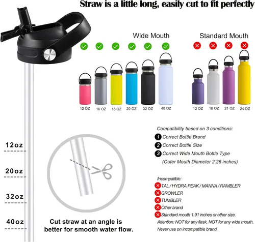 Vista 4 de RRegeny Tapa de popote para Hydro Flask de boca ancha de 32, 40 onzas, tapa flexible deportiva de repuesto, tapa de boca ancha, 32 tapas de popote