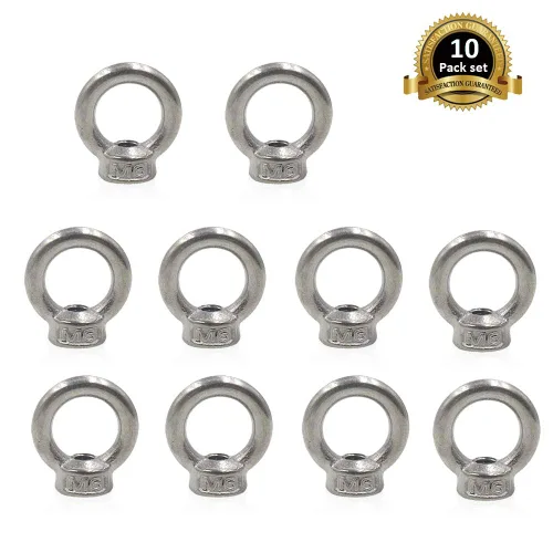 Vista 2 de Lependor M6 - Tuerca de ojo de elevación en forma de anillo métrico 304 de acero inoxidable con rosca de ojo de elevación - 10 piezas M6