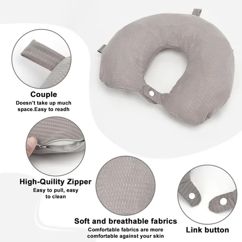 Vista 3 de Zebrabox Funda de almohada de viaje para cuello en forma de U, fundas de repuesto suaves y lisas, color negro (solo funda de almohada, sin relleno)