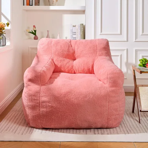 Vista 14 de Cvortll Sillas Puf Azules de Piel Sintética Ultra-Suave Silla Puf Grande Sofá - Silla Puf de Espuma Viscoelástica Suave con Relleno, Silla Cómoda