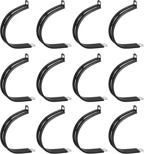 Vista 22 de uxcell Abrazadera de tubo de acero inoxidable en forma de R de 1-1/2 pulgadas (1.496 in) con aislamiento acolchado de goma