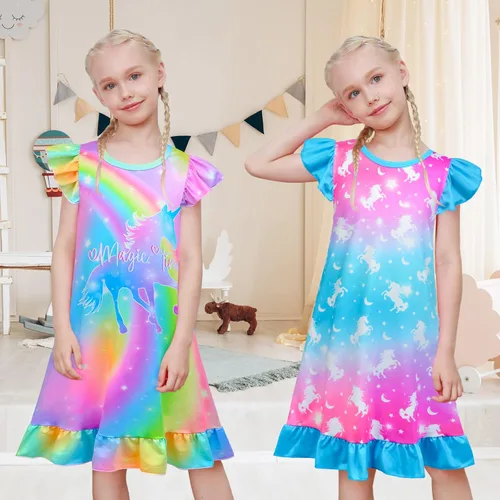 Vista 2 de 2 camisones para niñas, pijamas de unicornio de princesa, camisón de dormir para niños y niñas pequeñas