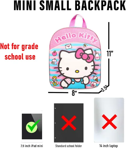 Vista 6 de SANRIO Hello Kitty Preschool Backpack - Bundle with 11” Hello Kitty Mini Bag, Stickers, More - School Backpack for Girls Toddler Kids
