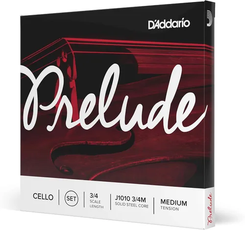 D'Addario J1010 Juego de cuerdas para violonchelo de escala 3/4 de tensión media (1 juego) – Núcleo de acero sólido, tono cálido, económico,