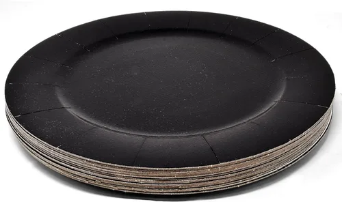 Vista 2 de Gift Boutique 24 piezas de platos desechables redondos negros de 13" de alta resistencia, bandeja de servir para cena, platos de papel y cartón