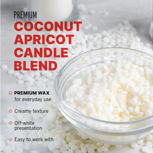 Vista 2 de Blended Waxes, Inc. Cera de coco y albaricoque para hacer velas, mezcla de albaricoque de coco de un solo vertido de origen natural, cera absorbente