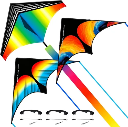 Vista 14 de Large Rainbow Delta Kite for Kids & Adults,Single Line Beach Kite for Kids Ages 4-8 & 8-12,Easy to Fly for Toddlers and Beginners