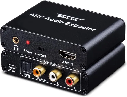Adaptador HDMI ARC, extractor de audio Tendak ARC con TOSLINK óptico digital TOSLINK SPDIF/coaxial y analógico de 0.138 in L/R convertidor de audio