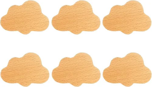 Vista 8 de 6 pomos de madera para gabinetes, pomos decorativos en forma de luna para cajones con tornillos, pomos de madera para puertas de gabinete, pomos