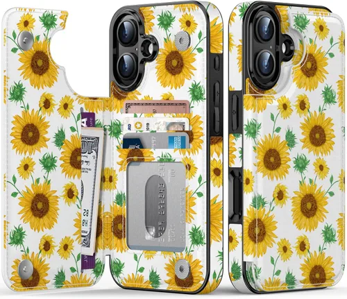 Vista 325 de LETO para iPhone 15 Pro Funda tipo cartera - Tapa tipo folio con patada - Diseños de moda - Tarjetero - Funda protectora para mujeres y niñas - 6.1