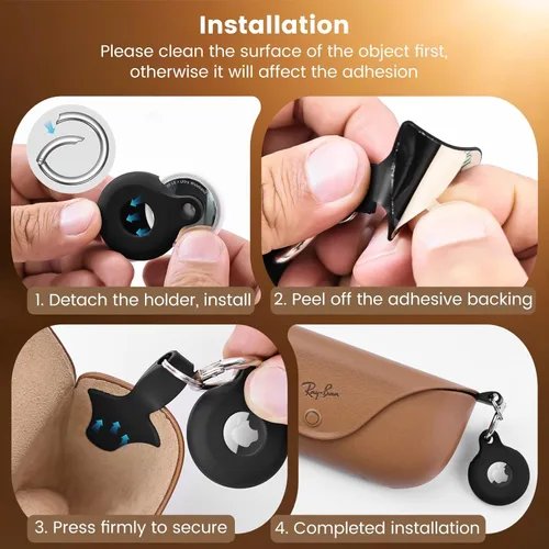 Vista 6 de Compatible con AirTag para Ray-Ban Meta Wayfarer/Skyler/Headliner, funda de carga de gafas, soporte adhesivo Air Tag para accesorios de lentes Negro