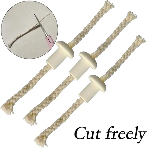 Vista 6 de Mechas de lámpara de aceite, lámpara de aceite de queroseno de algodón redondo, mechas para soportes de cerámica, antorcha, botella de vino, lámpara