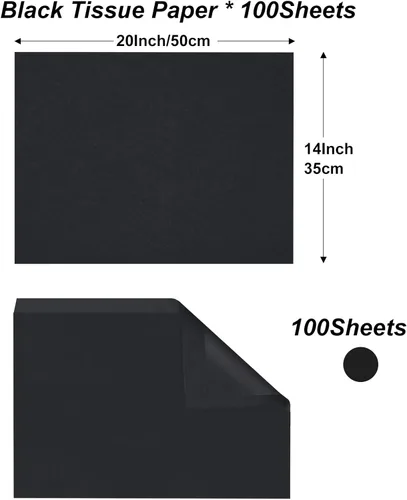 Vista 3 de Jkopsnr 100 hojas de papel de seda negro de 20 x 14 pulgadas, papel de seda para bolsas de regalo, papel de seda a granel para manualidades