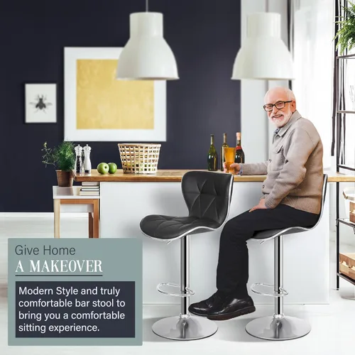 Vista 5 de ZENY Juego de 2 taburetes de bar giratorios ajustables, taburetes de bar de altura de mostrador con respaldo, juego de taburetes altos con respaldo