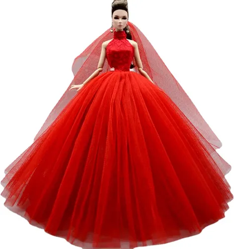 Vista 3 de Ropa de muñeca de novia, vestido de novia para niña de 11.5 pulgadas, vestido de princesa de fiesta, accesorios de muñecas de 1/6 (estilo A)