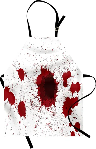 Ambesonne Delantal de Halloween, diseño de grunge con manchas de sangre desgastada, babero de cocina unisex con cuello ajustable para cocinar