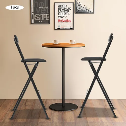 Vista 9 de Folding Chair with Backrest, 41.3 Inch Tall Collapsible Stool, Portable Folding Bar Stool, Counter Height Seat with Leather Padded for Kitchen
