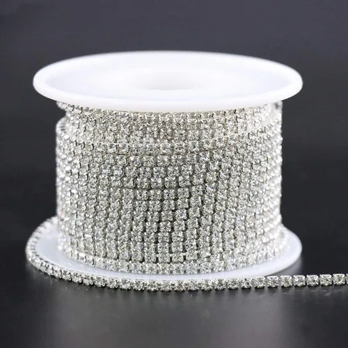 Vista 14 de Jerler 9 metros de adornos de diamantes de imitación con cadena cerrada SS6.5/2.0mm, cadena AB para costura, manualidades, ideal para bodas