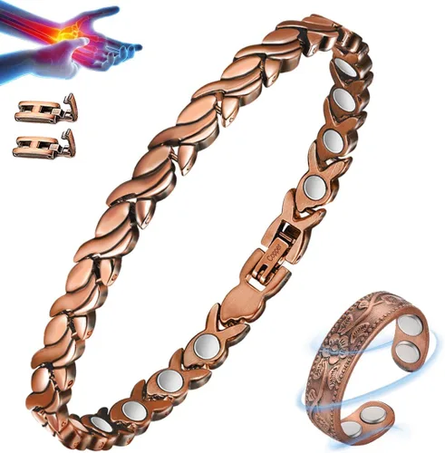 Vista 14 de Vicmag Pulsera de cobre para mujer, pulseras magnéticas ultra resistentes con imanes eficaces, 99.9% de cobre puro, joyería de regalo