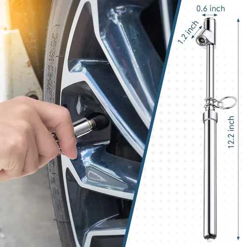 Vista 2 de Paquete de 5 medidores de presión de neumáticos de doble cabezal, medidor de aire resistente, mandriles de doble cabezal, rango de medición