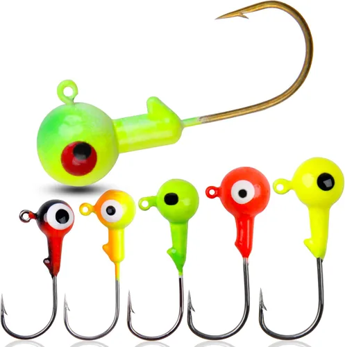 Ganchos de cabeza de plantilla de pesca con cabeza de bola redonda, anzuelos de pesca, señuelos de lubina, cabezas de plantilla para trucha,
