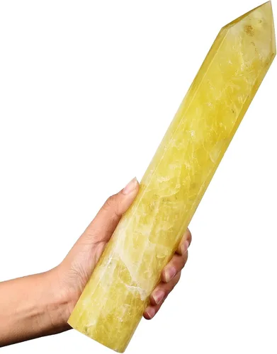 Vista 43 de AMOYSTONE Torre de obelisco de cristal curativo extra grande de aventurina azul con punta de cristal, decoración Reiki 1-1.2 KG