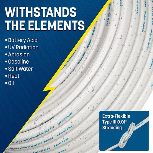 Vista 3 de GS Power Cable marino dúplex de 100 pies, cable de calibre 10, cobre estañado sin oxígeno 10 AWG cableado eléctrico para barco, cable eléctrico