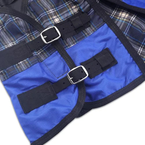 Vista 2 de Manta de 600 denier Ripstop para caballo en miniatura - 0 g de relleno, ligera, impermeable, transpirable, para poni/burro, diseño Blueplaid 36
