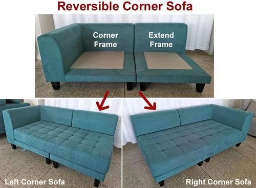 Vista 8 de Stendmar Sofá seccional reversible en forma de L y U, conjunto de sofás modernos de tela de microfibra S150D (gris bicolor/gris oscuro)