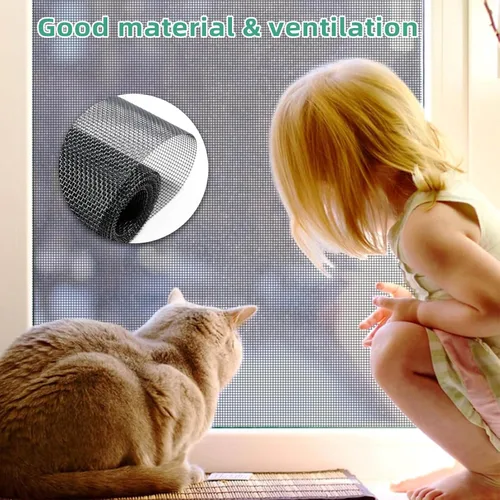 Vista 6 de Malla de Reemplazo para Ventana a Prueba de Mascotas, 39" x 100" Empaque Enrollado Engrosada Mejorada Malla Mosquitera Color Carbón DIY