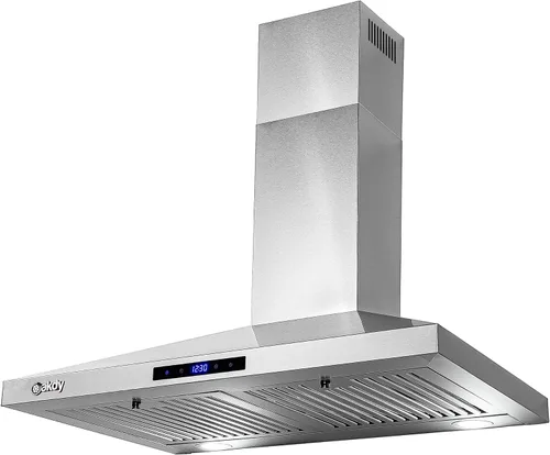 Vista 8 de AKDY Campana extractora de montaje en pared de 30 pulgadas, ventilador de 3 velocidades y luces LED en acero inoxidable, campana extractora