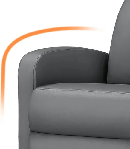 Vista 9 de Yaheetech Asiento de cine en casa, silla reclinable de piel sintética, moderna para sala de estar, sofá reclinable con bolsillo, color gris primavera