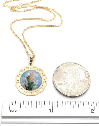 Vista 24 de SIFRIMANIA Cadena de medalla religiosa católica chapada en oro para niños y mujeres
