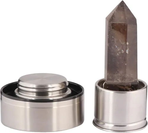 Vista 3 de GEMHUB Botella de agua de cristal de cristal con centro de piedras preciosas, cristal natural, curativo, varita de cuarzo ahumado..