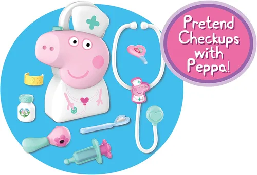 Vista 3 de Peppa Pig Checkup Case Set with Carry Handle, 8-Piece Doctor Kit for Kids with Stethoscope, Kids Toys for Ages 3 Up by Just Play