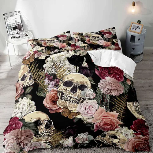 Vista 8 de LUVIVIHOME Juego de 2 piezas de funda de edredón vintage con diseño floral, juego de ropa de cama tamaño individual, estilo bohemio retro