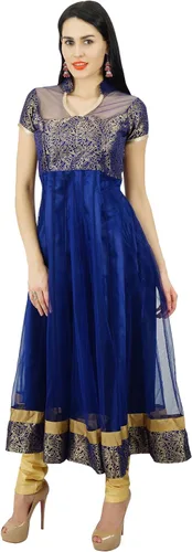 Vista 3 de Bimba Vestido de diseñador de manga casquillo de las mujeres Anarkali Kurti Kurta ropa étnica