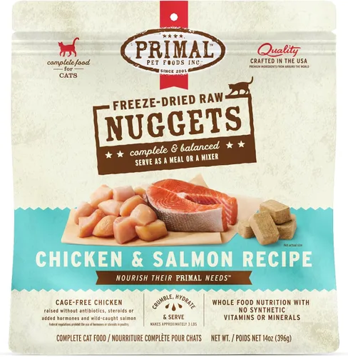 Vista 16 de Primal Nuggets de Alimento Crudo Liofilizado para Gatos de Res y Salmón, Comida Completa y Equilibrada o Topper, Premium, Saludable, Sin Granos