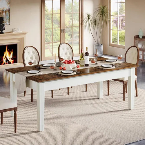 Vista 4 de Tribesigns Mesa de comedor para 4-6 personas, mesa de cocina rectangular de 62 pulgadas con patas de madera maciza, moderna mesa de comedor