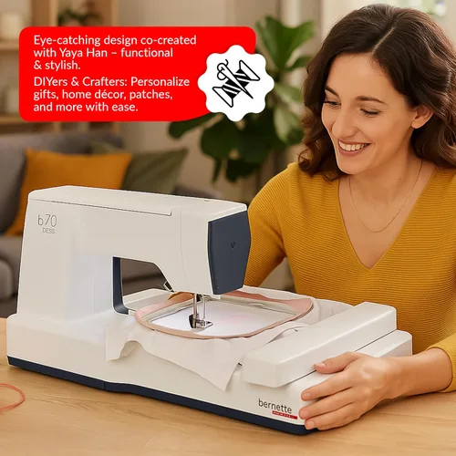 Vista 6 de Bernette Paquete de máquina de bordar B70: máquina de bordar resistente con herramientas de bordado y accesorios de $300, ideal para principiantes