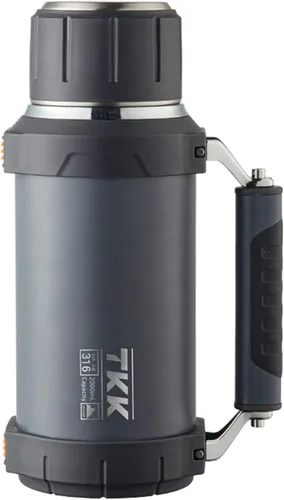 Vista 2 de Botella de acero inoxidable aislada al vacío de 2QT 64oz, termos de café grandes para bebidas calientes con asa de taza que mantiene los líquidos