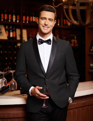 Vista 2 de COOFANDY Chaqueta de esmoquin para hombre, blazer de boda, vestido de un botón, para cenas, bailes, fiestas