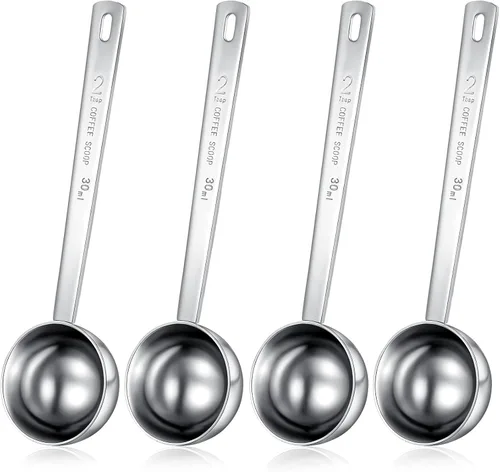 Geiserailie 4 cucharadas de 2 cucharadas con mango largo, cuchara medidora de acero inoxidable de 1.0 fl oz para café, leche y fruta en polvo, té