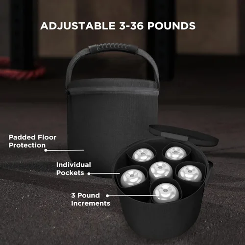 Vista 4 de Fitness Reality 1 par de mancuernas ajustables de 10 a 45 libras, incrementos de 3 libras, pesas rusas de peso ajustable