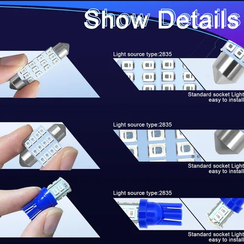 Vista 3 de 24 piezas de bombillas LED de repuesto interior, luces interiores del coche, juego de bombillas LED para cúpula del coche T10 31 mm 42 mm