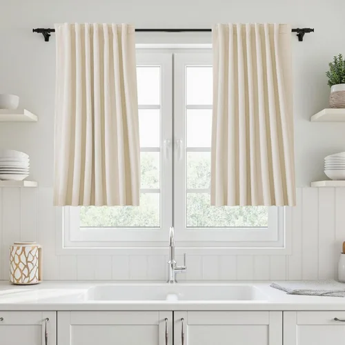 Vista 77 de UHITECH Cortinas opacas cortas de 24 pulgadas de largo para sala de estar, juego de 2 paneles con pestaña trasera, bolsillo para barra, cortinas