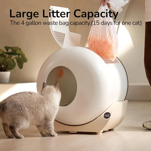 Vista 5 de FurryTail Caja de arena autolimpiante con aplicación – Caja de arena automática para gatos para todos tus gatos, control de olores