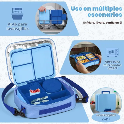 Vista 6 de WyfKyd Set de lonchera Bento con contenedor térmico de sopa para niños y Azul