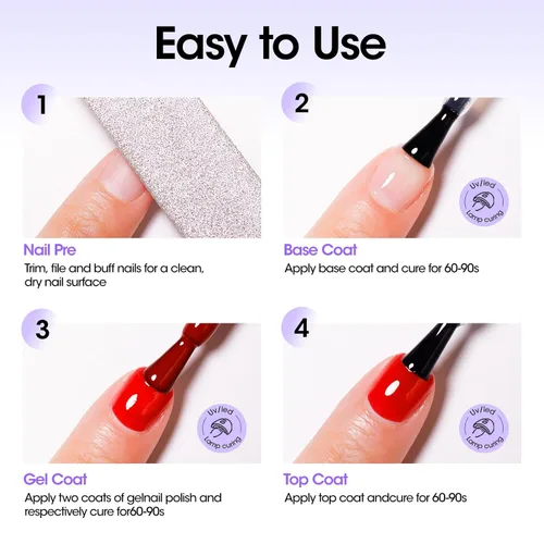 Vista 7 de GELLEN 2 piezas de esmalte de uñas de gel de capa superior sin limpieza, 18 ml de esmalte de uñas de gel de capa superior brillante, esmalte de uñas